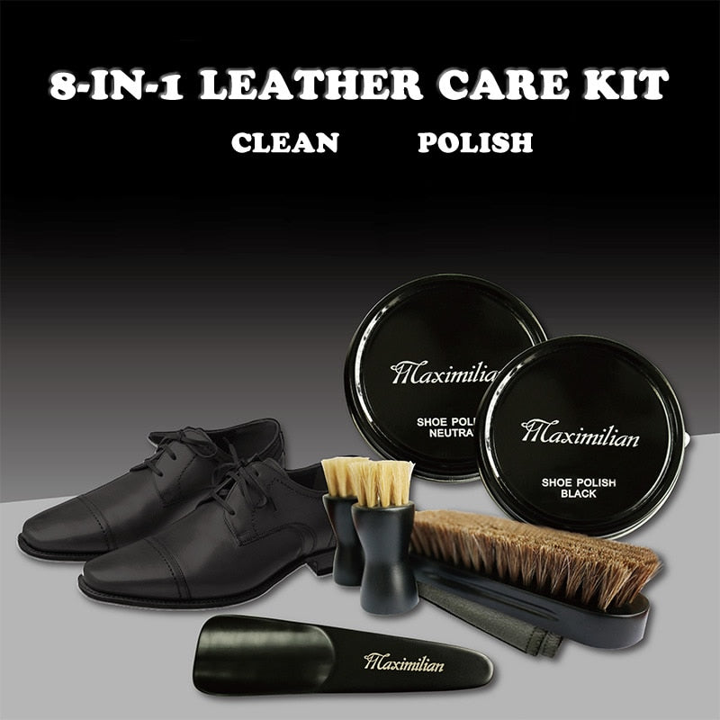 8-In-1 Shoe Polish Clean Brush Kit Travel Leather Care Shine Brush Leather Sofa Car Seat Shoes Cleaning And Maintenance