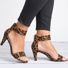 2020 Women Pumps Leopard High Heels New Women Shoes Summer Women Sandals Kitten Heels Zipper Women Heels Female Plus Size 43