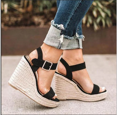 New 2020 Women Shoes Platform Sandals Women Peep Toe High Wedges Heel Ankle Buckles Sandalia Espadrilles Female Sandals Shoes