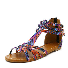 Weaving Bohemian Sandals Women Flat Shoes Summer Gladiator Roman Sandal Flip Flops Sandalias Mujer Colorful Female Beach Shoes