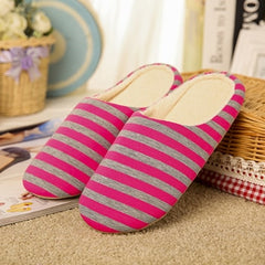 Striped Soft Bottom Home Slippers Cotton Warm Shoes Women Indoor Floor Slippers Non-slips Shoes For Bedroom House Woman Slippers