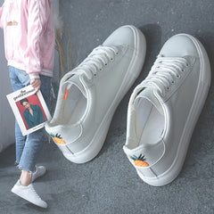 HOT Women Sneakers 2020 Fashion Breathble Vulcanized Shoes Women Pu leather Platform Shoes Women Lace up Casual Shoes White