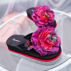 women sandals Flowers Slippers summer flip flops Slippers womans Platform Women Shoes dames Slide Wedge Heel Thick Beach Slipper
