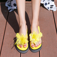 women sandals Flowers Slippers summer flip flops Slippers womans Platform Women Shoes dames Slide Wedge Heel Thick Beach Slipper