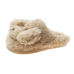 COOTELILI Woman Slippers Winter Shoes For Women New Fashion Dog Faux Fur 3cm Heel Women Shoes White Beige Plus Size 40 41