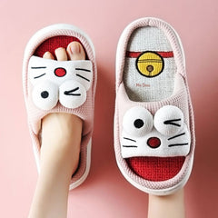 Mo Dou 2021 All Senson Designer Slippers Cute Cartoon Lovely Cat Bedroom Cotton Home Shoes Indoor Thick Sole Couples Men Women