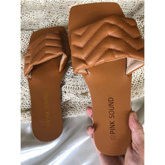 Women Summer Slippers Peep Toe Solid Flat Ladies Slides Beach Shoes Zapatos Mujer Comfortable Fashion Female Slides Footwear
